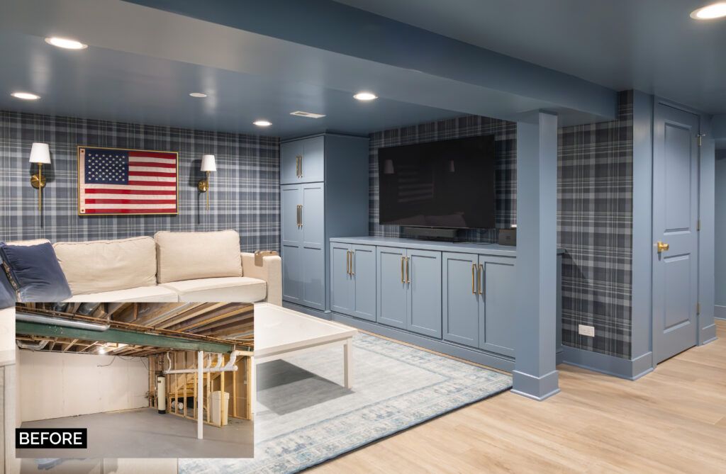basement remodel before and after
